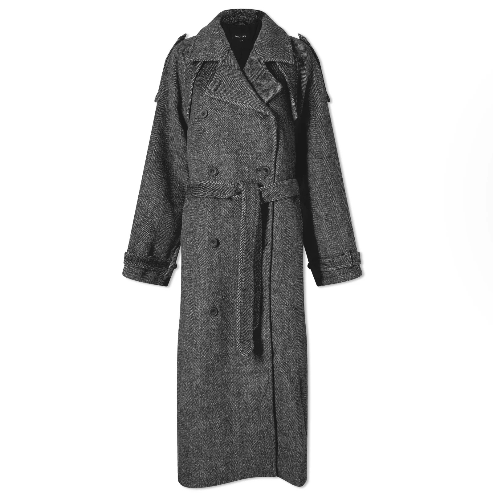 Meotine Bea Wool Coat Herringbone, Black & Grey | END. | End Clothing (UK & IE)