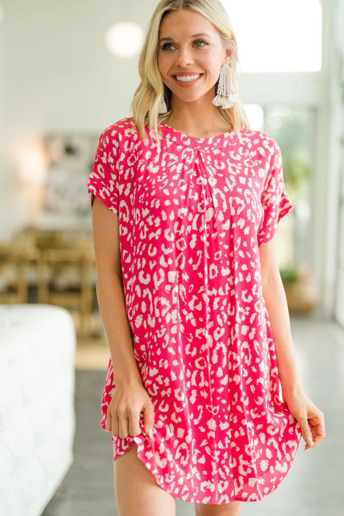 Looking Forward Hot Pink Leopard Shift Dress | The Mint Julep Boutique