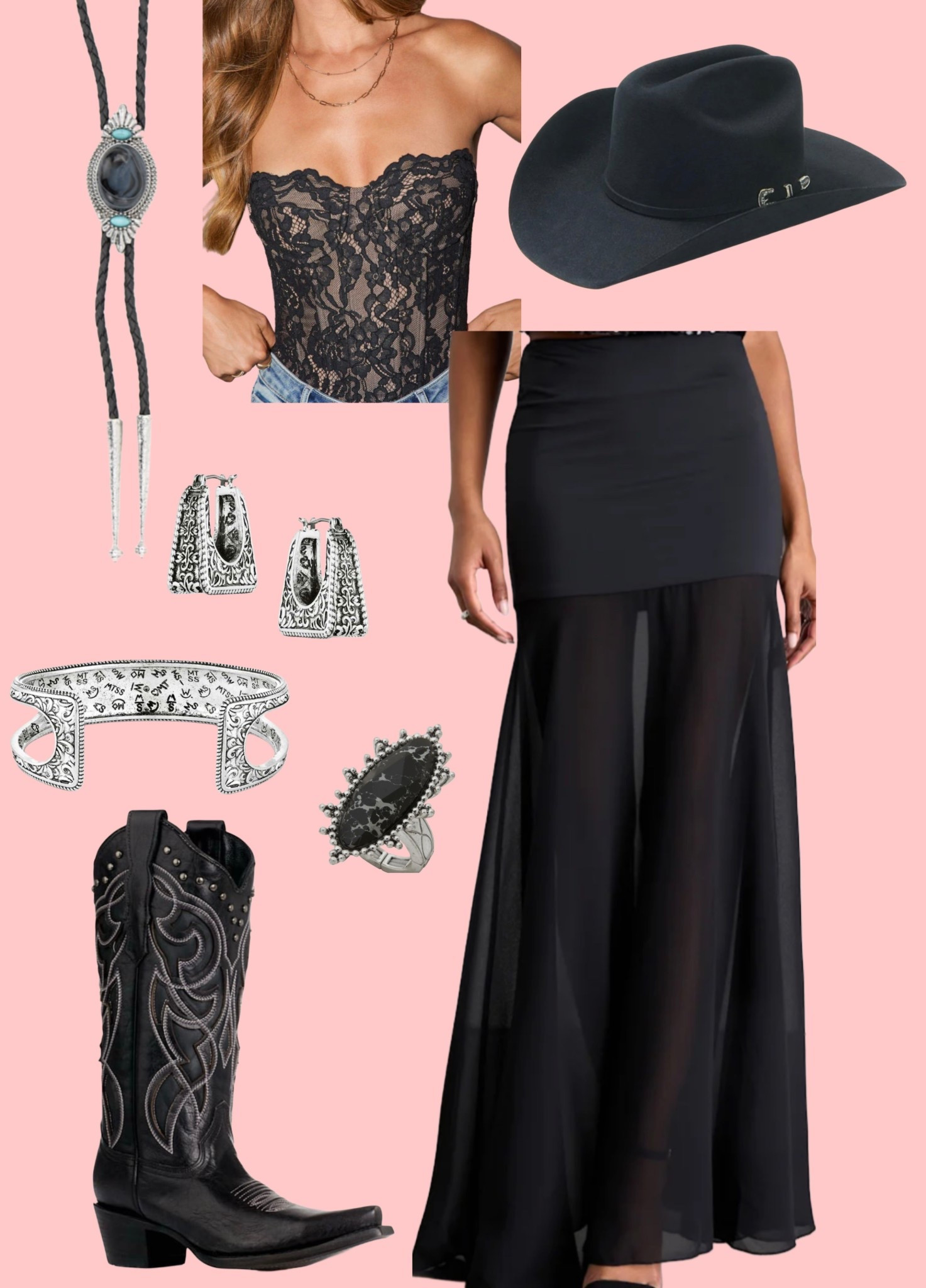 Classy all black western fit! Code LORILYNN35 to save on strapless top

#LTKootd #LTKSeasonal