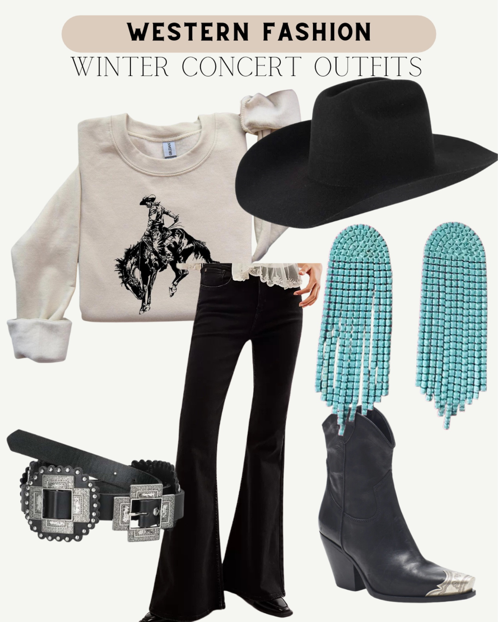 Winter and fall western fashion outfit ideas for you. Black denim flare bell bottoms country concert outfits rodeo NFR COWBOY hat cowgirl boots 

#LTKSaleAlert #LTKStyleTip #LTKFindsUnder50