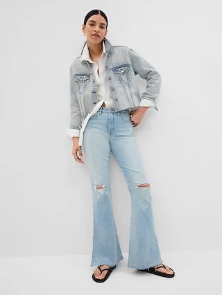 Oversized Cropped Denim Jacket with Washwell | Gap (US)