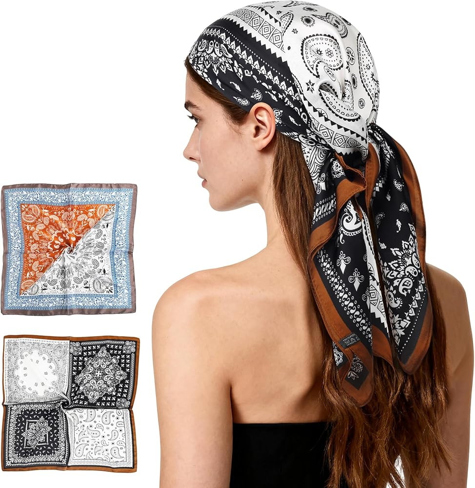 27" Head Scarf Like Satin Silk for Women,Hair Scarves Bandana,Headband Silk Feeling for Hair Wrap | Amazon (US)