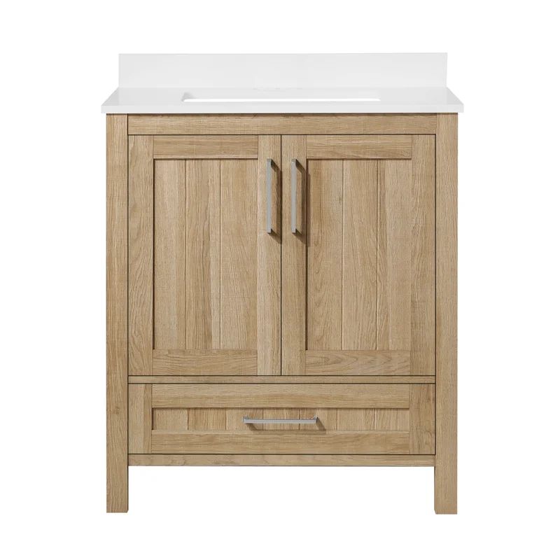 Kansas 30'' Free Standing Single Bathroom Vanity with Engineered Marble Top | Wayfair North America