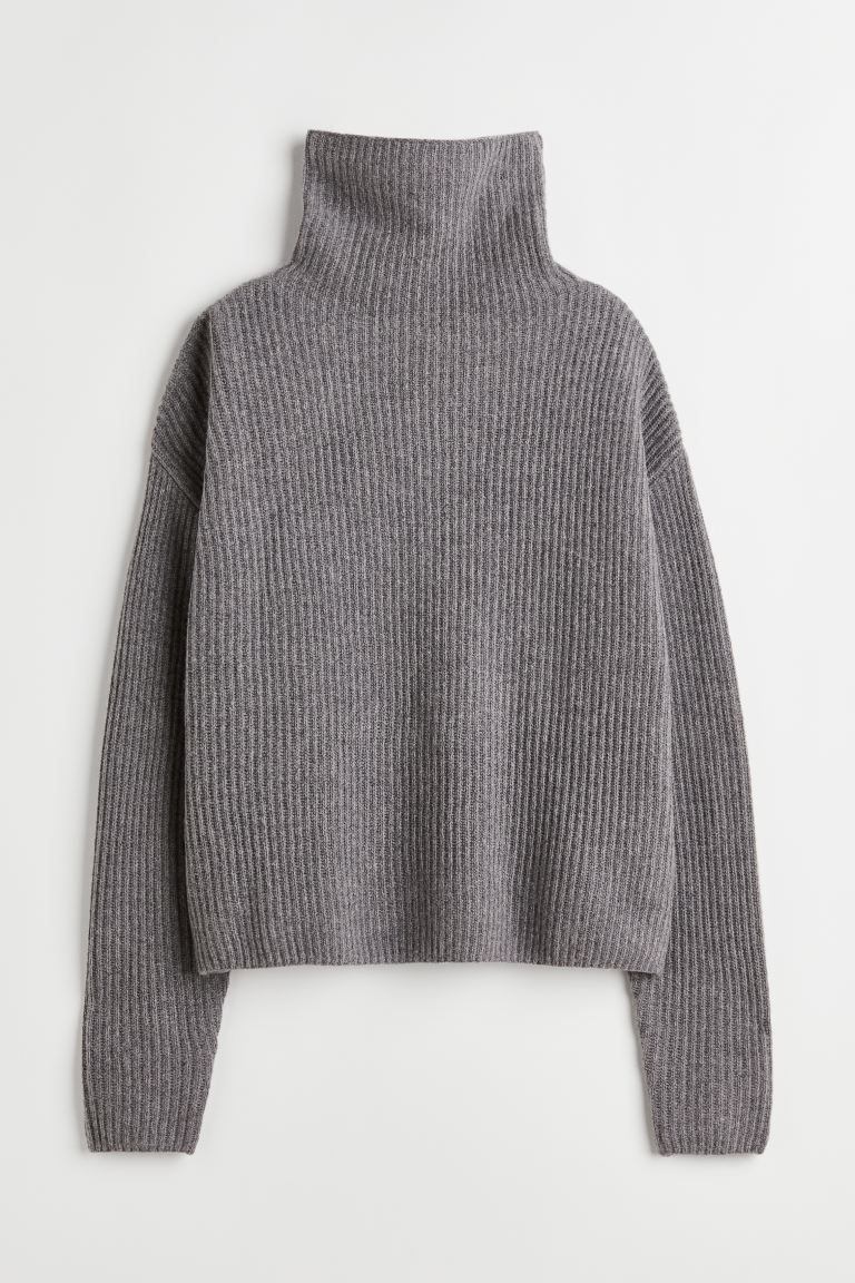 Rib-knit wool jumper - Grey marl - Ladies | H&M GB | H&M (UK, MY, IN, SG, PH, TW, HK)