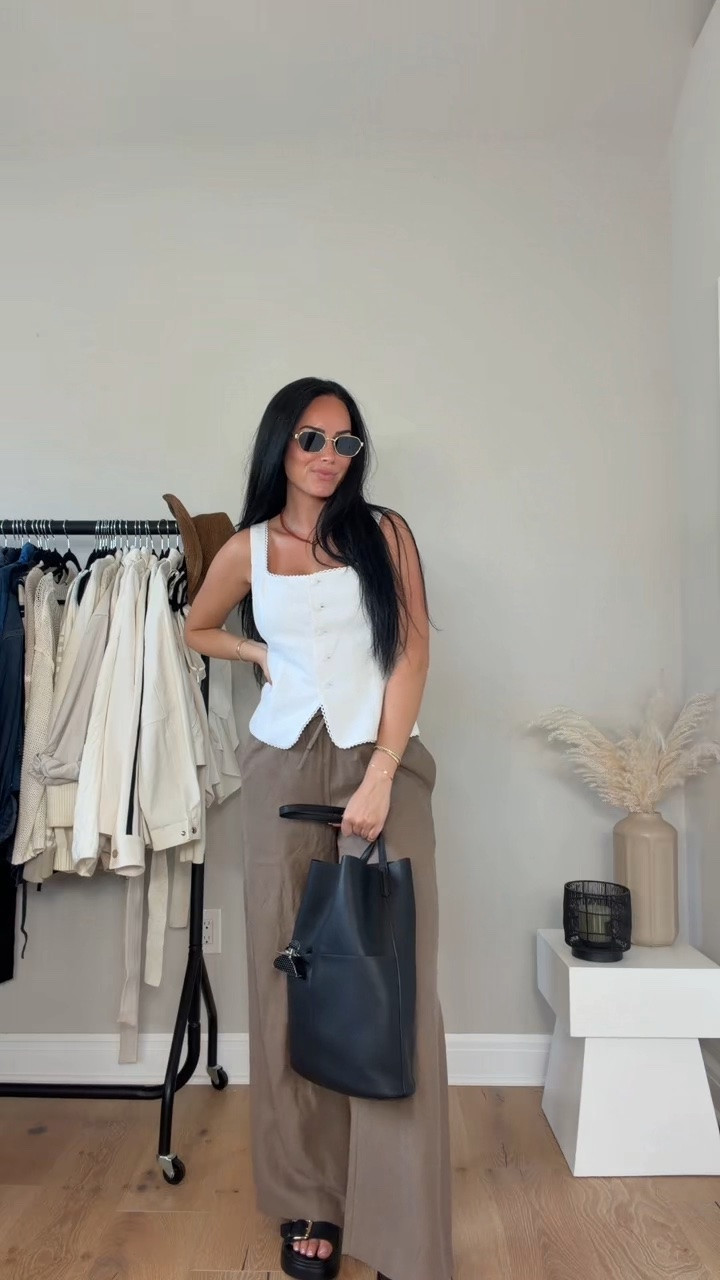 Casual summer linen outfit 🤎 I will have all the details on my LTK. (Outfit inspo section) 

My sizing 5’7, 145lbs, 32dd
I’m wearing a size medium’s 

@Aritzia

#LTKootd #LTKgrwm #LTKSaleAlert