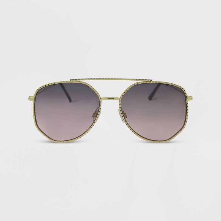 Women's Metal Geometric Aviator Sunglasses - Wild Fable™ Gold | Target