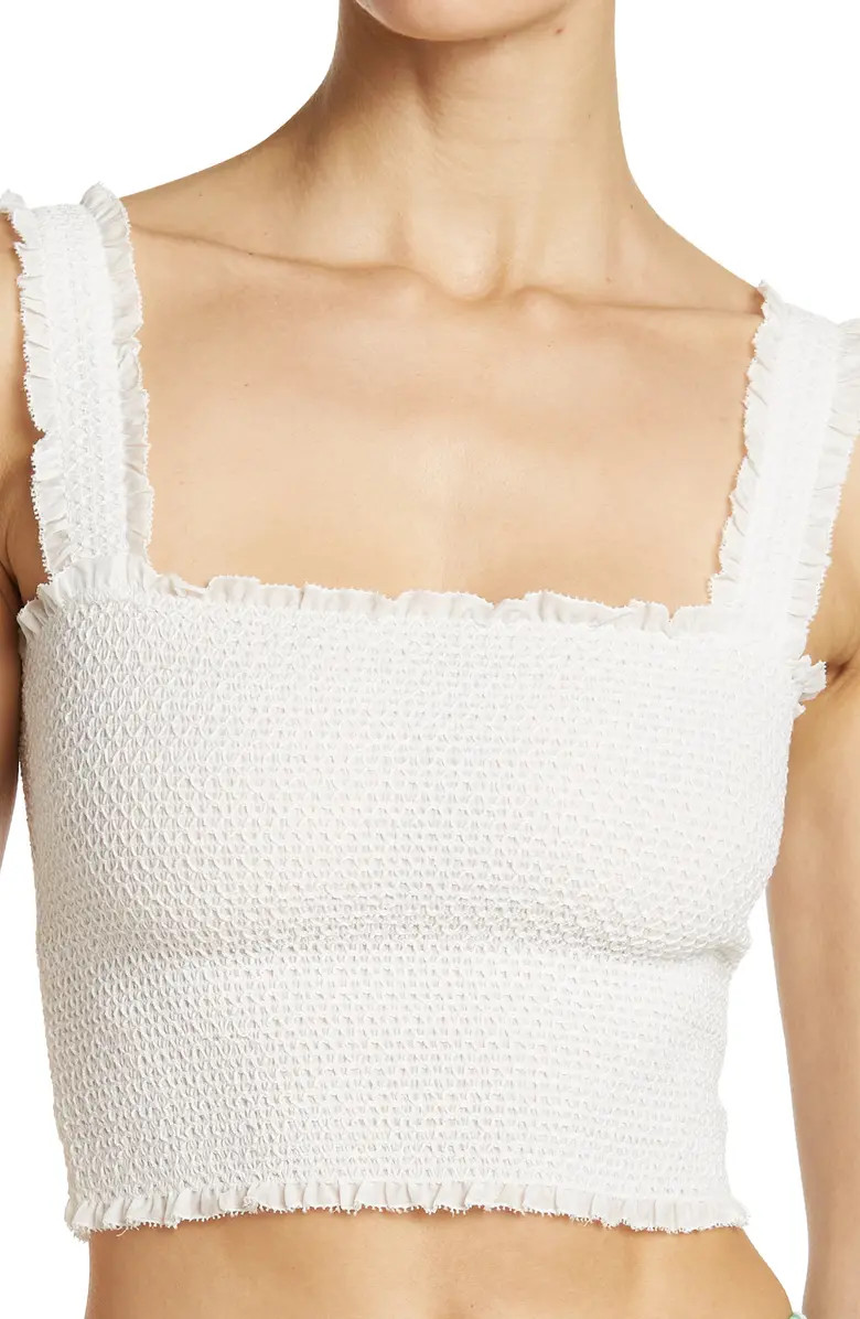 Alice + Olivia Penelope Smocked Ruffle Crop Top | Nordstrom Rack