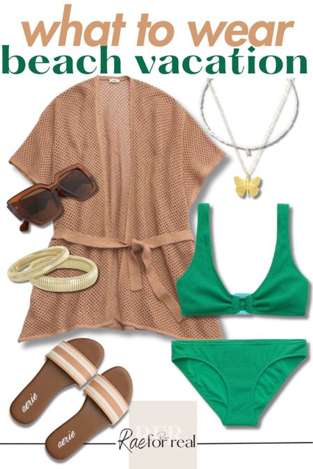 In LOVE with this green swimsuit and crochet coverup!! What to wear for a beach vacation -  here’s a great outfit idea for the beach or poolside.

Resort wear, vacation outfit, travel, pearl necklace, layered necklace, bracelet, stack, summer outfit, spring outfit, Birkenstock, slides, vacation outfit, bathing suit, swimsuit, cover-up, gaze fabric, matching set. 

#LTKfindsunder100 #LTKtravel #LTKswim