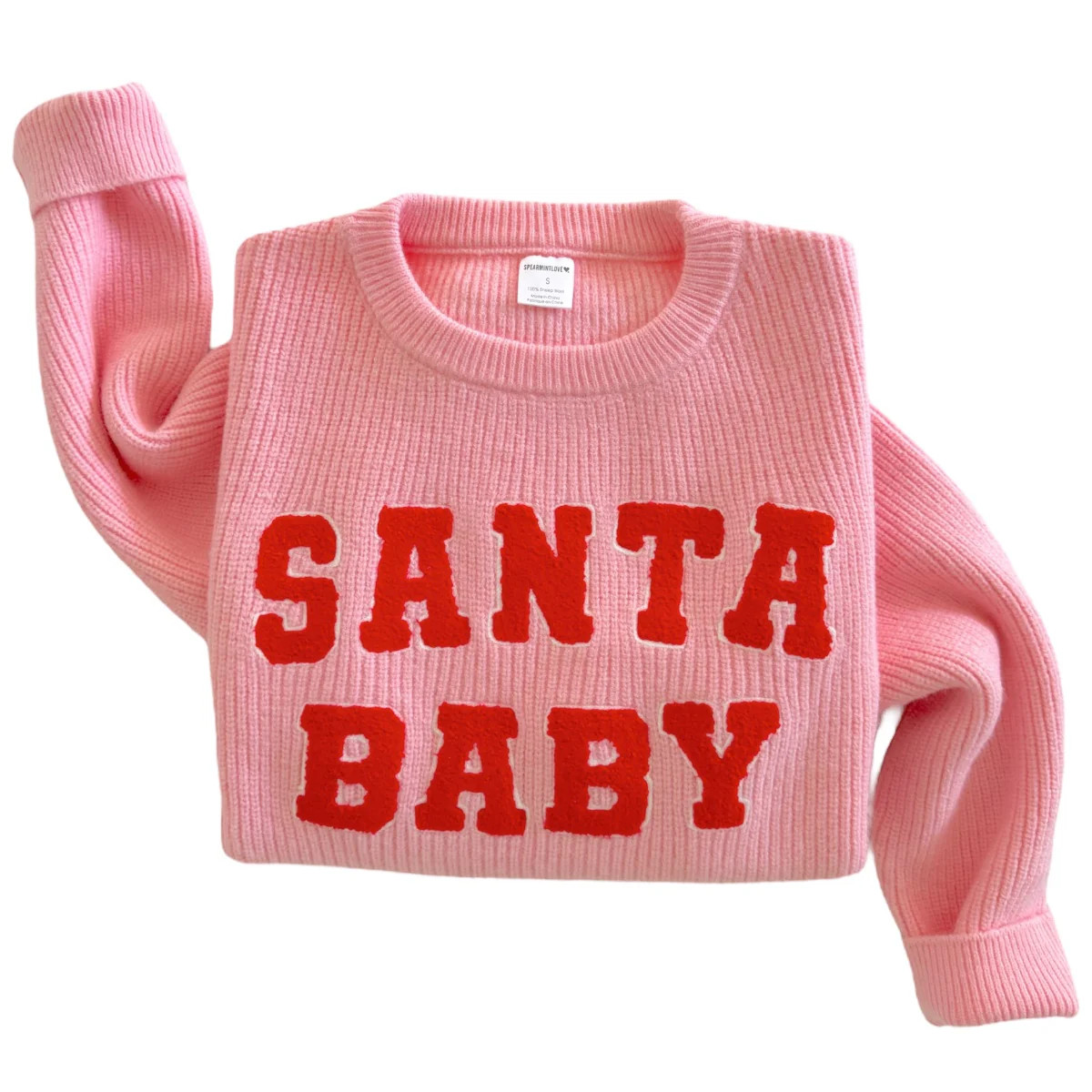 Women's Knit Sweater, Santa Baby Pink | SpearmintLOVE