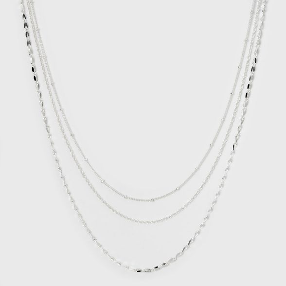 Three Rows Short Necklace - A New Day™ Silver | Target