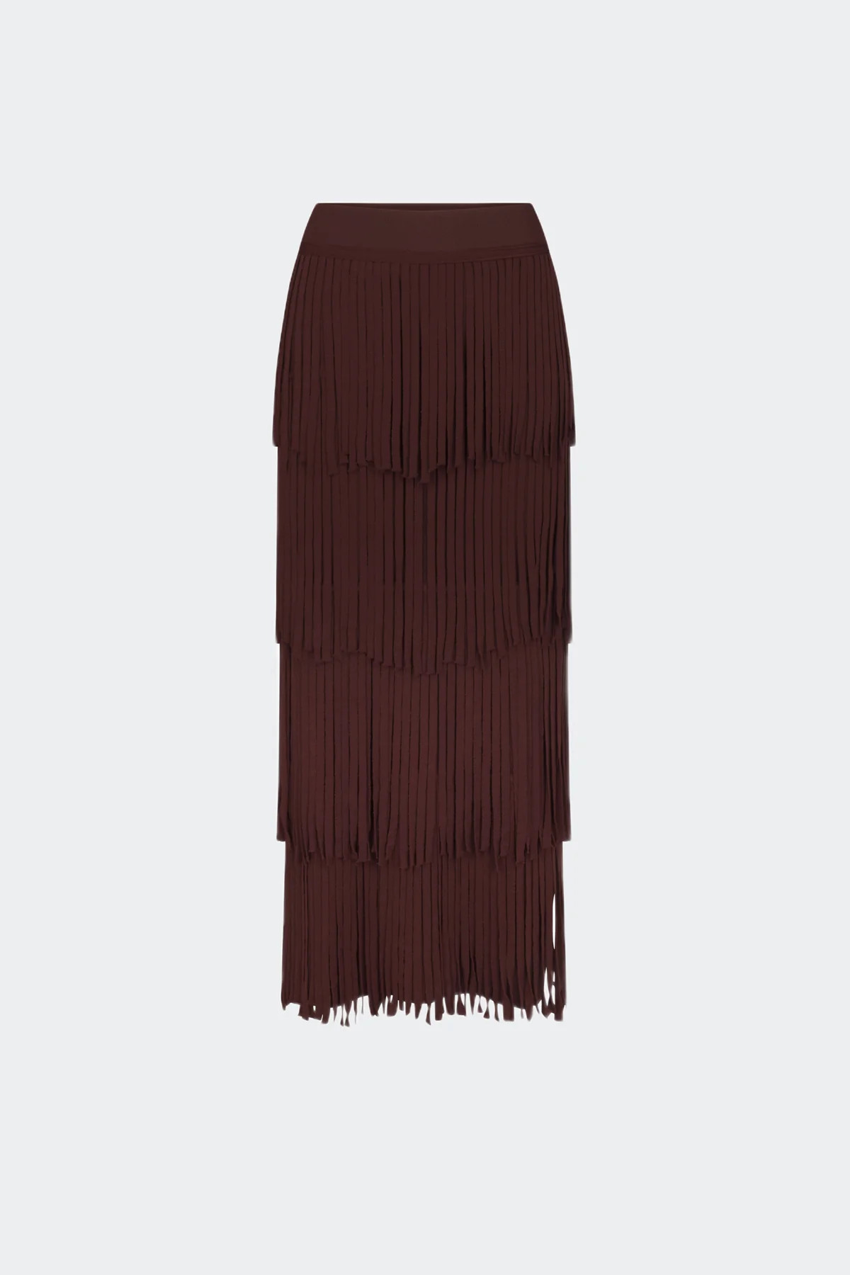 Za Za Knit Fringe Skirt in Choco Brown | SIMONMILLER | Simon Miller