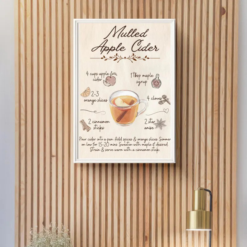 Mulled Apple Cider Recipe Printable: Vintage Kitchen Wall Art (Digital Download A4/A5) | Etsy (Global)