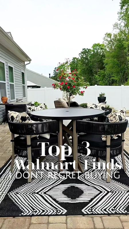 Top 3 Walmart Finds I don't regret buying?✨️Patio Dining SetStarting with my current favorite! It has a wood look, but it's steel. So it's super weather resistant.  We wanted a round table this summer and this one checked all of our boxes. ✨️Conversation setComes with a couch,  2 chairs, and a table. We had no space for the table after getting a fire pit. So,  I gave it to a neighbor. But,  this set is going on its 3rd summer on our patio!✨️Arched MirrorI took a chance on this mirror bc of the price ($150) and size.  It does not disappoint! Outdoor furniture,  Arched Mirror

#LTKSeasonal #LTKVideo #LTKhome