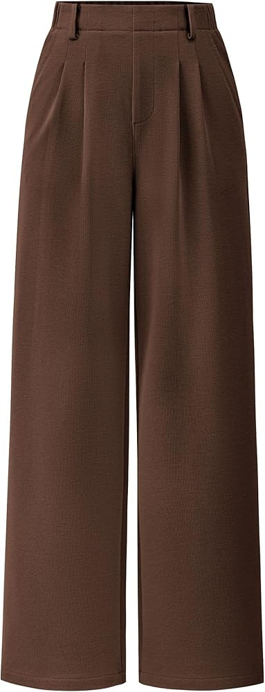 PRETTYGARDEN Women's Wide Leg Dress Pants Dressy Casual High Elastic Waisted Work Office Trousers... | Amazon (US)