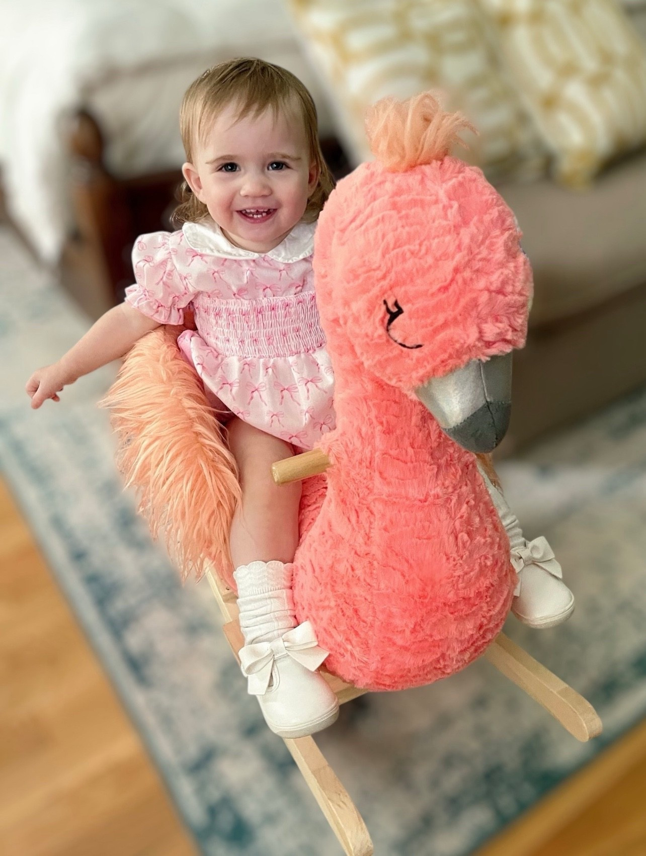 🦩 Cutest corner of the playroom! This plush flamingo rocker is a toddler fave and makes the perfect gift idea for first birthdays, baby showers, or just because 🥰💗 It’s super soft, sturdy, and so much fun to ride!

Our little one is wearing the sweetest pink smocked dress with flamingos 🦩💞—a Southern classic! Paired with white bow socks and matching crib shoes for that timeless, dressed-up charm 👶✨

🛍 Flamingo rocker
👗 Pink smocked dress (similar linked!)
🧦 White bow socks
👟 Classic crib shoes

#ToddlerStyle #BabyGirlOutfit #SmockedDress #SouthernStyle #FlamingoRocker #LTKbaby #ToddlerFavorites #AmazonFindsForKids #LTKplayroom #SweetBabyStyle


#LTKHome #LTKKids #LTKBaby