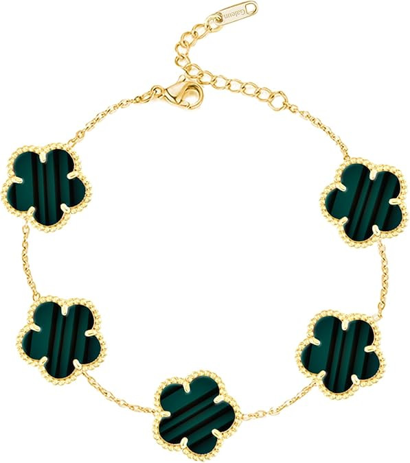 18K Gold Plated Clover Bracelet |Adjustable Bracelets| Lucky Flower Cute Link Bracelets Jewelry G... | Amazon (US)