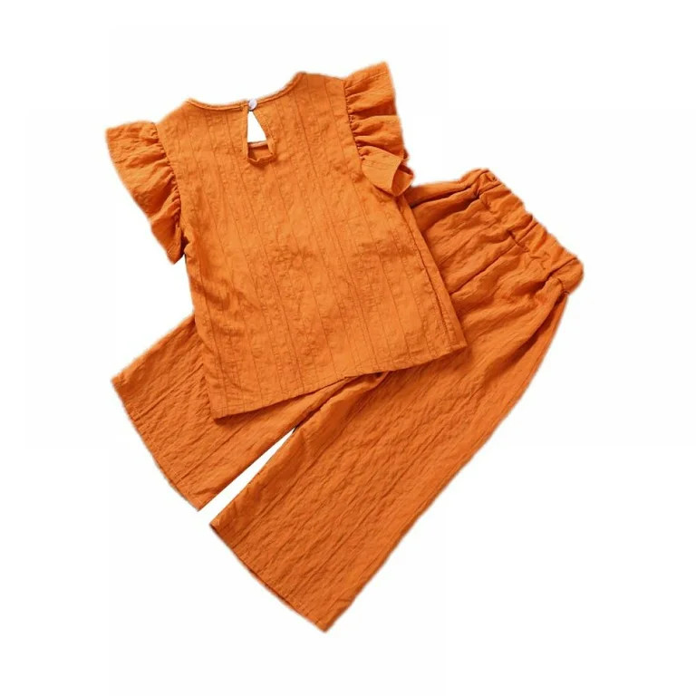 Summer Baby Toddler Kids Baby Girl Outfits Set Flare Sleeve Shirts and Cropped Trousers Pants Clo... | Walmart (US)