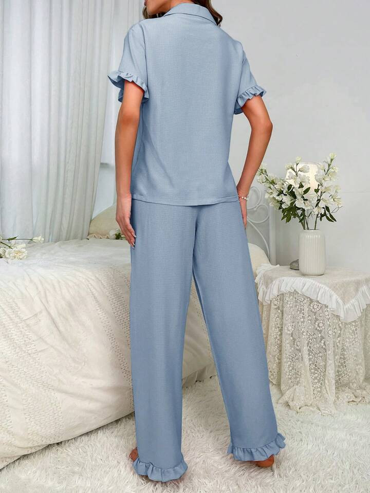 Women's Lotus Leaf Sleeve Pajamas Set | SHEIN