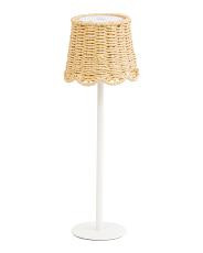 14.5in Rechargeable Led Table Lamp With Scalloped Rattan Shade | TJ Maxx