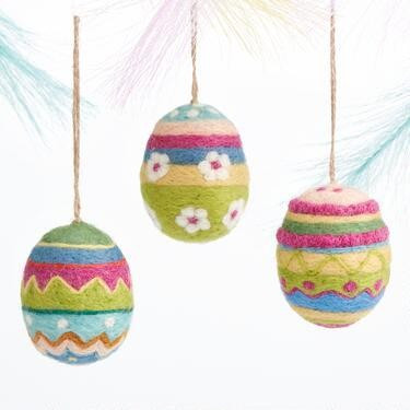Felted Wool Easter Egg Ornaments Set of 3 | World Market