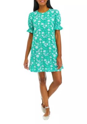 Crown & Ivy™ Women's Smocked Sleeve Printed T-Shirt Dress | Belk