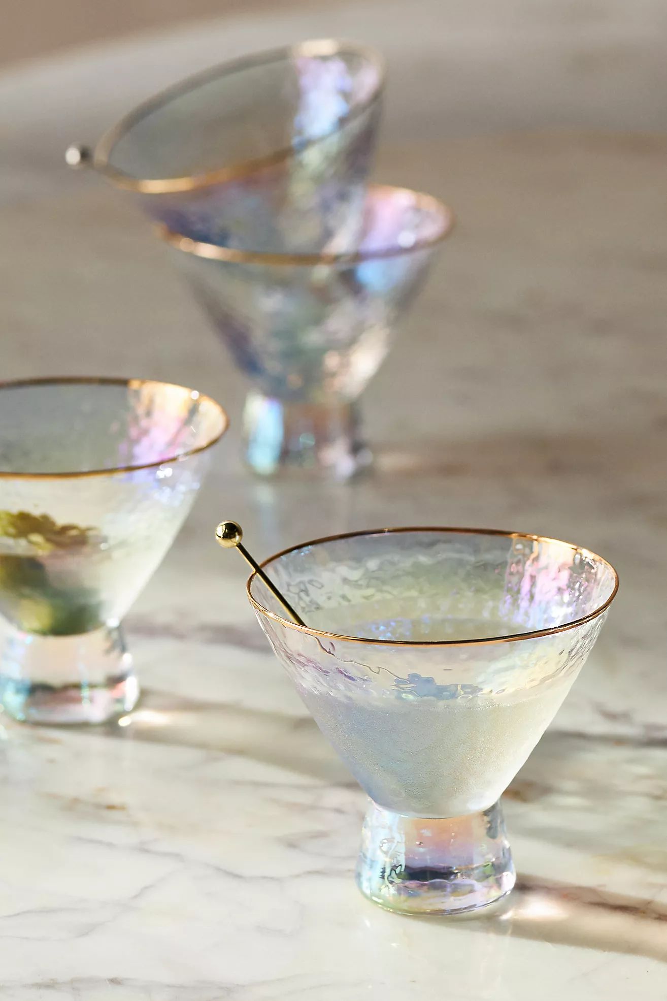 Zaza Lustered Stemless Martini Glasses, Set of 4, Stemless Glasses, Fouth Of July Home, Memorial Day | Anthropologie (US)