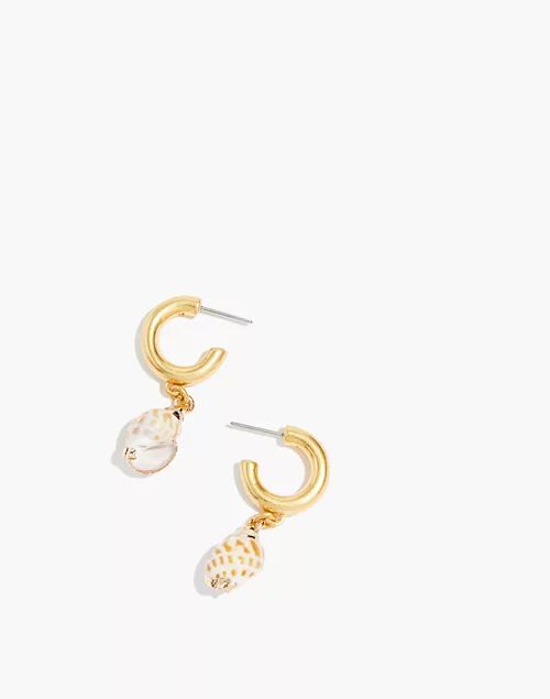 Gold-Plated Shell Charm Huggie Hoop Earrings | Madewell