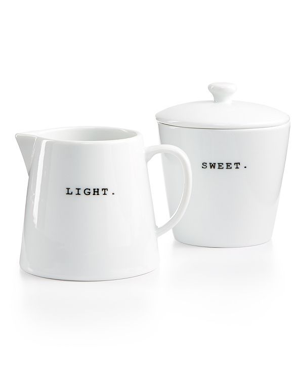 Whiteware Words Collection Light & Sweet Sugar & Creamer, Created for Macy's | Macys (US)