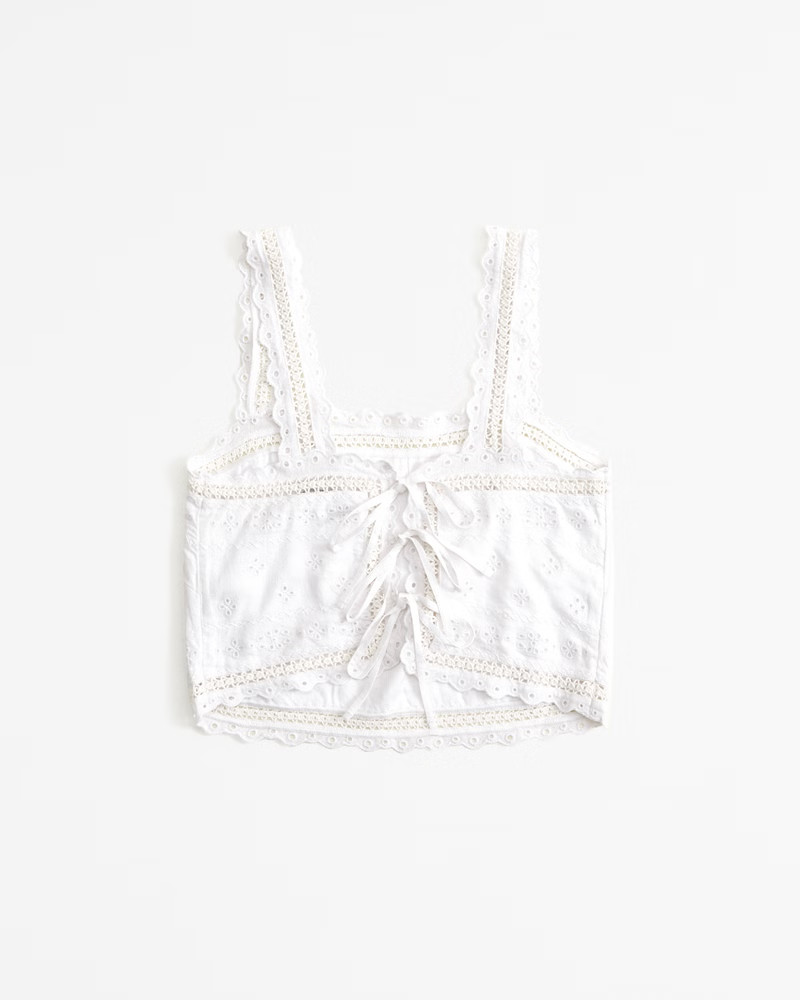 Women's Linen-Blend Tie-Back Squareneck Top | Women's Tops | Abercrombie.com | Abercrombie & Fitch (US)