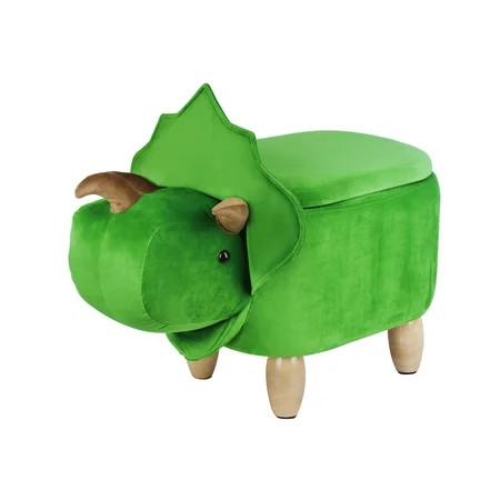 GIA Design Group Kids Ottoman Stool with Storage Foot Stand and Wooden Legs Trike Dinosaur | Walmart (US)