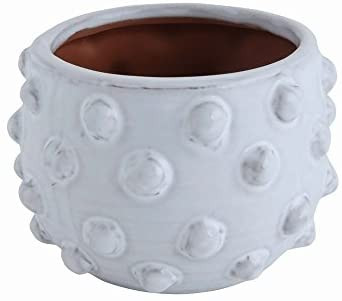 Creative Co-Op 6-1/4" Round x 4-3/4"H Terra-cotta Planter, White w/ Raised Dots | Amazon (US)