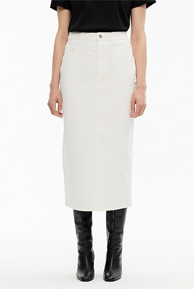 Yoke Front Longline Denim Skirt | Witchery (AU)