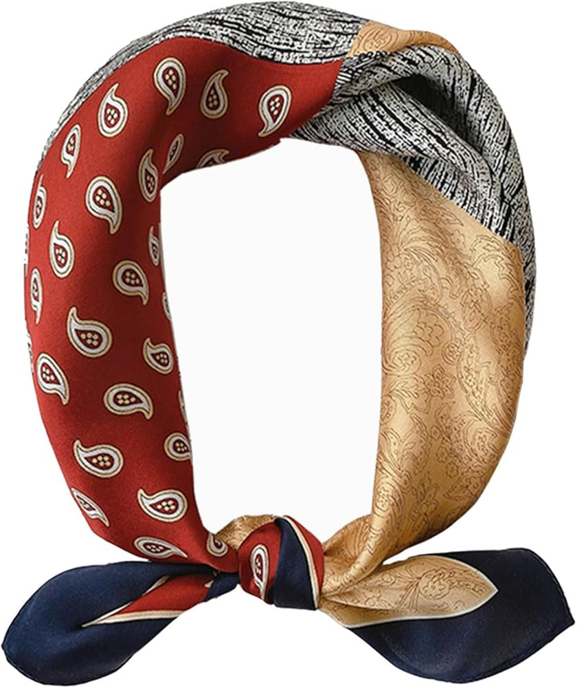 kcctoo 27.5" Mulberry Silk Feeling Head Scarf Women's Fashion Square Neck Satin Scarfs for Bag Ha... | Amazon (US)