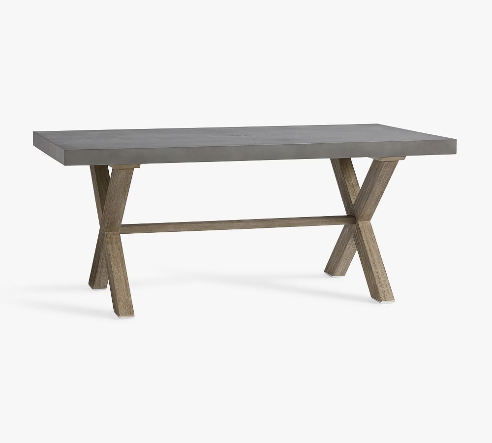 Indio Concrete & Eucalyptus X-Base Outdoor Dining Table | Pottery Barn (US)