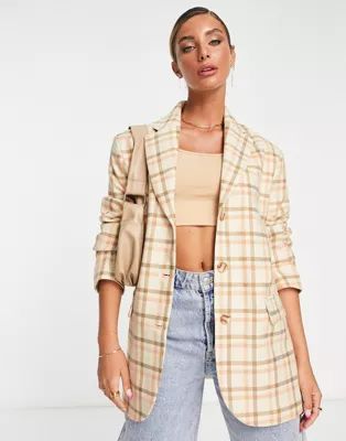 ASOS DESIGN high break point dad blazer in orange check | ASOS | ASOS (Global)