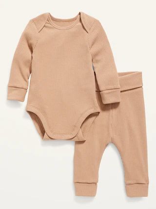 Unisex Adjustable-Length Rib-Knit Bodysuit &#x26; Leggings Set for Baby | Old Navy (US)