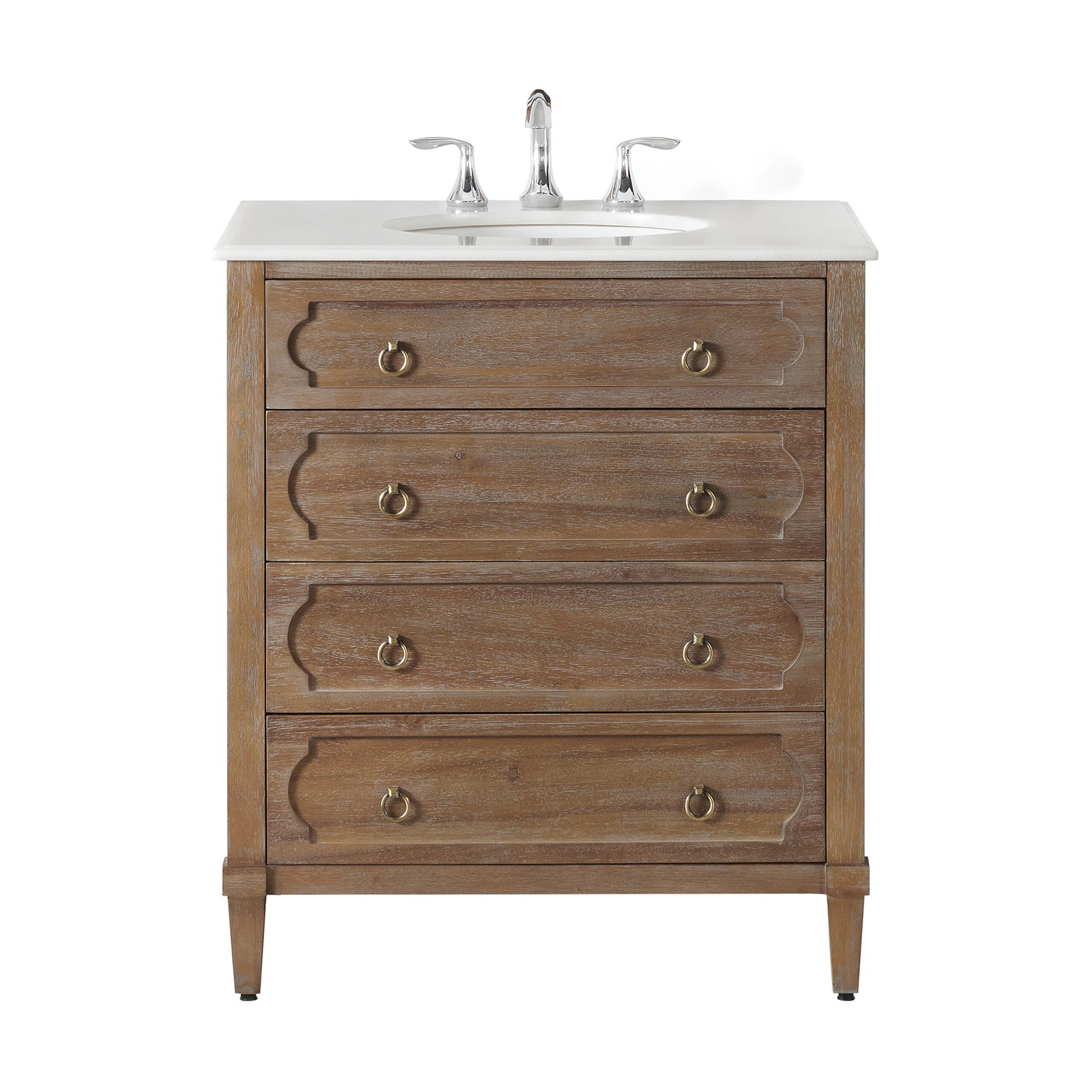 Asellus 31"W x 22"D Bath Vanity in Reclaimed Gray with White Marble Top and White Basin | Wayfair North America