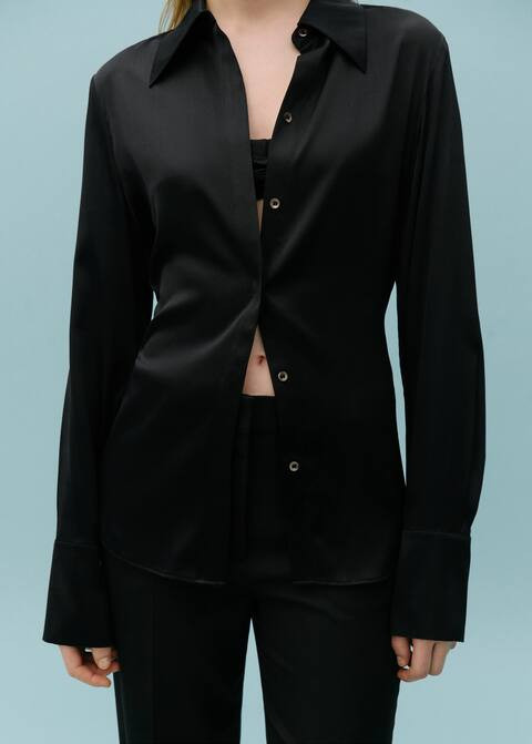 Satin silk shirt -  Women | Mango USA | MANGO (US)