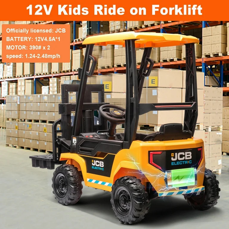 JCB 12V Ride on Forklift for Kids Ride on Car with Remote Control Ride on Toy for Toddler, 3 Spee... | Walmart (US)