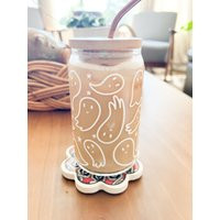 Halloween Iced Coffee, Ghosts Beer Can Glass, Fall Glass Mug, Coffee Drink | Etsy (US)