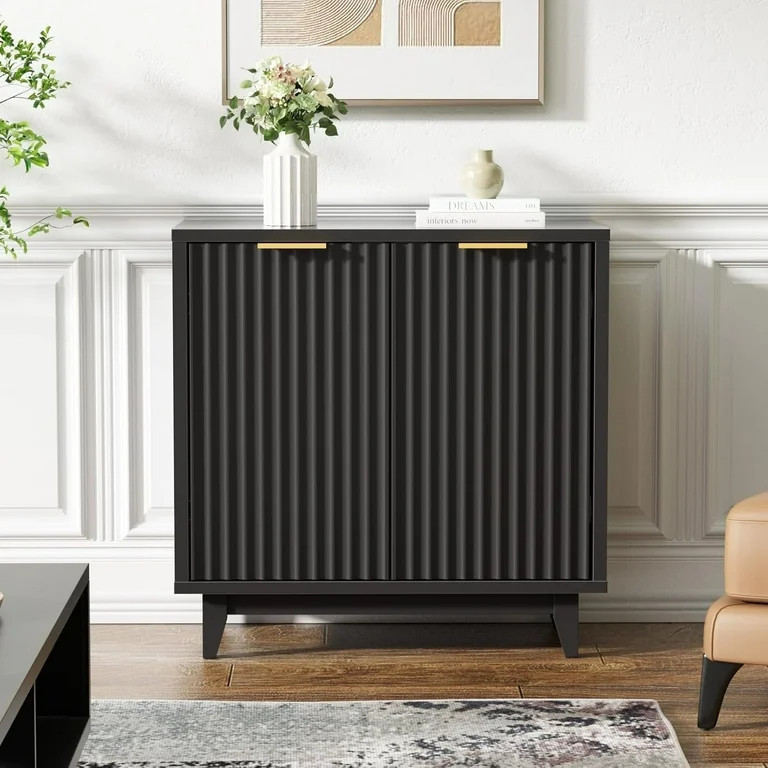 VEANERWOOD Fluted Cabinet with Storage, 2 Doors Sideboard Buffet Cabinet Modern Accent Cabinet | Walmart (US)
