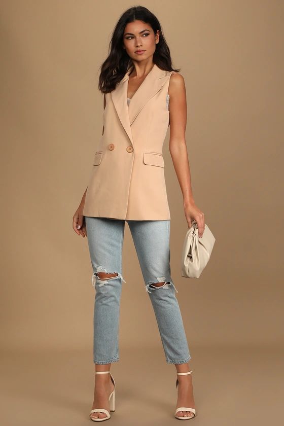 Basic Statement Camel Sleeveless Blazer | Lulus (US)