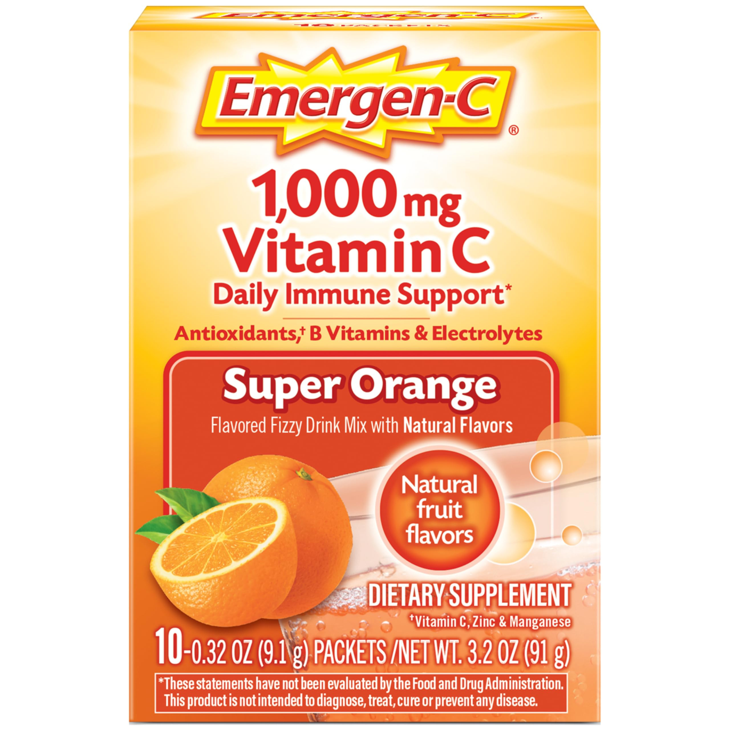 Emergen-C 1000mg Vitamin C Powder for Daily Immune Support Caffeine Free Vitamin C Supplements wi... | Amazon (US)
