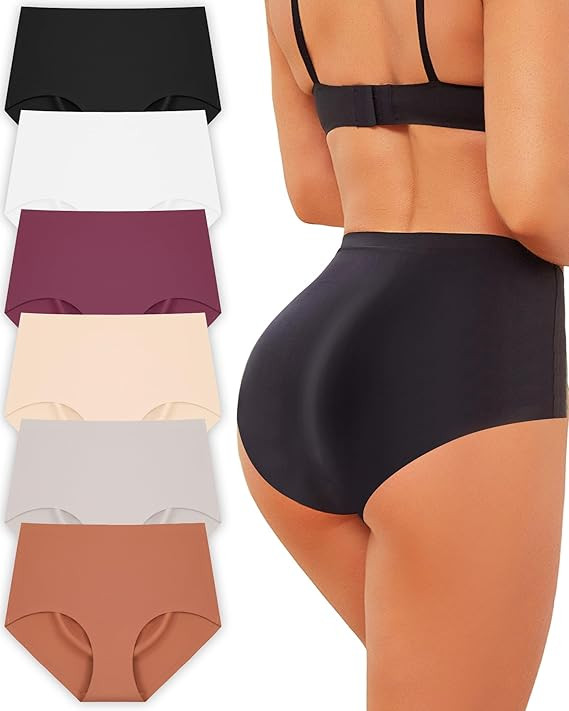 ROSYCORAL High Waisted Seamless Underwear for Women Full Coverage Hiphugger High Rise Silky No Sh... | Amazon (US)
