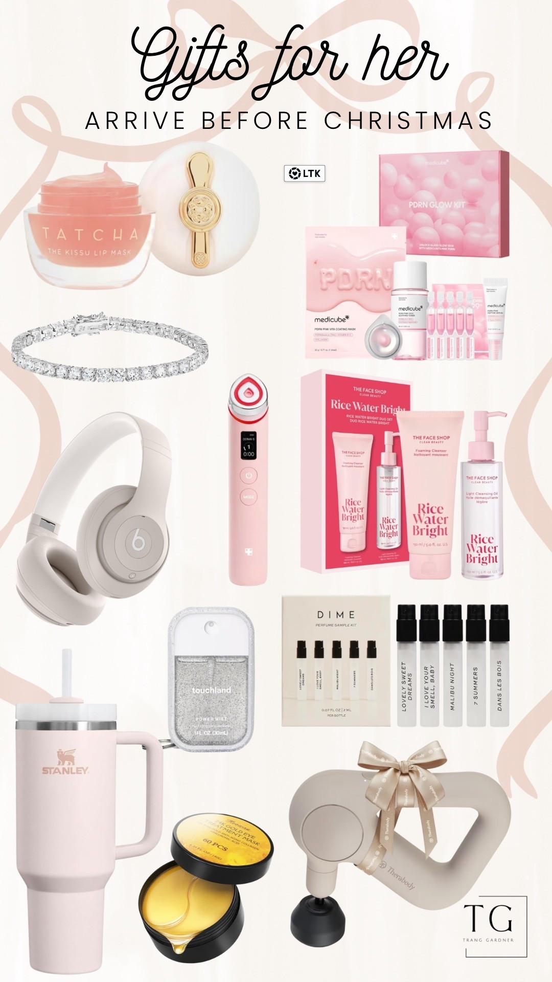 Gifts for her, perfumes, hand sanitizer, tumbler, face wash, face massager, skin care, headphones 

#LTKHoliday #LTKSaleAlert #LTKGiftGuide