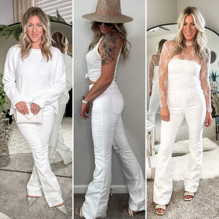 The best white jeans! Flare, available in more colors and lengths. Wearing a medium tall 

#LTKmidsize #LTKstyletip