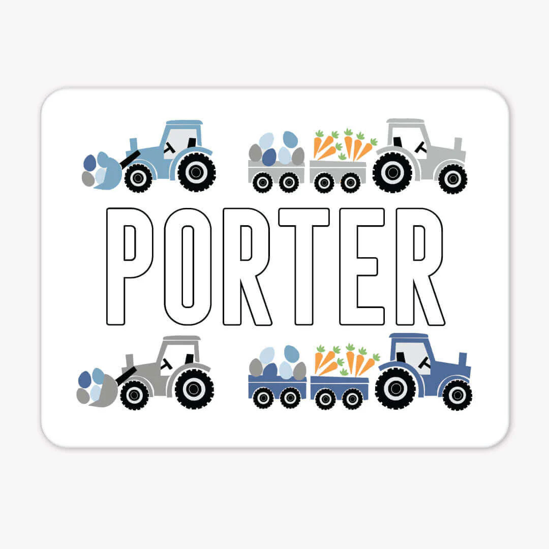 Kids Personalized Whiteboard | Easter Tractors | Caden Lane