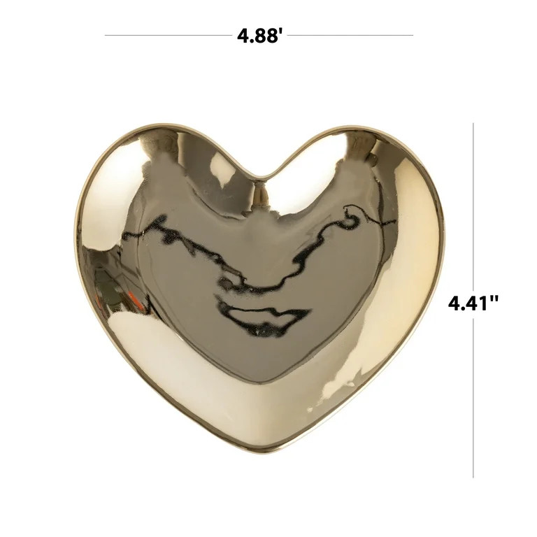 Mainstays Gold Ceramic Decorative Heart Tabletop Trinket Tray | Walmart (US)