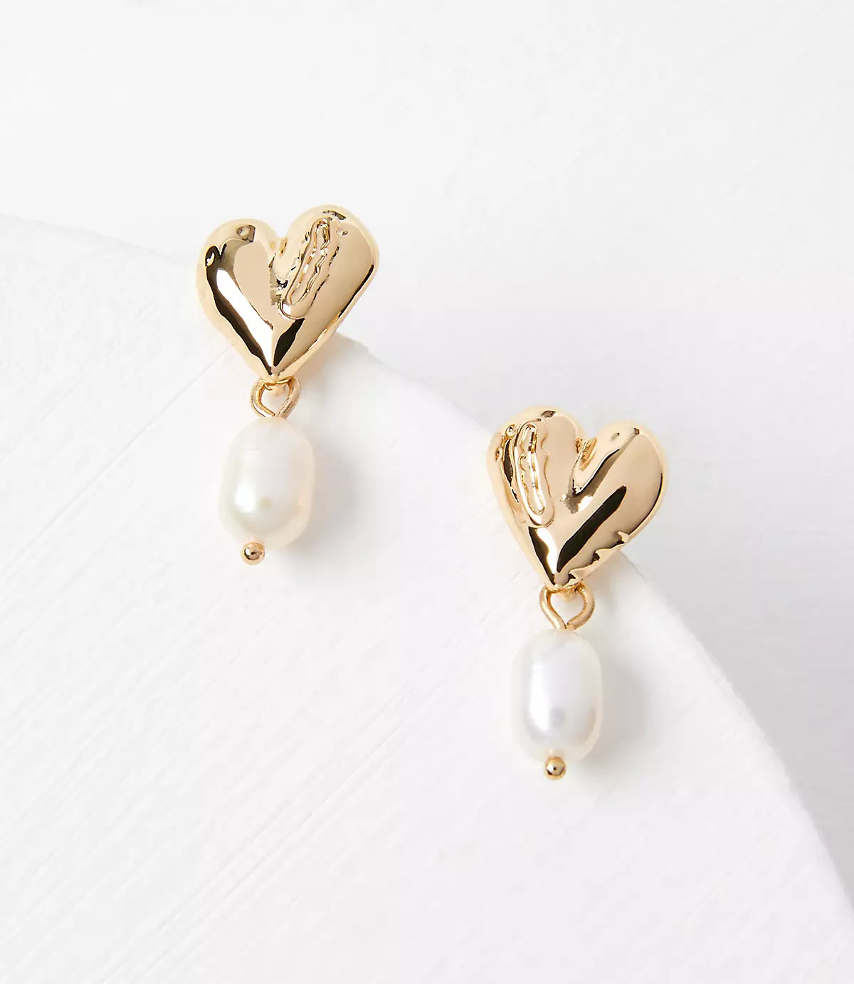 Pearlized Heart Drop Earrings | LOFT