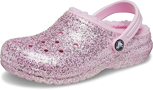 Crocs Kids Classic Lined Glitter Clogs for Toddlers - Roomy Fit - Fuzz Lining - Pivoting Heel Straps - Slip-on Flamingo 8 Toddler M | Amazon (US)